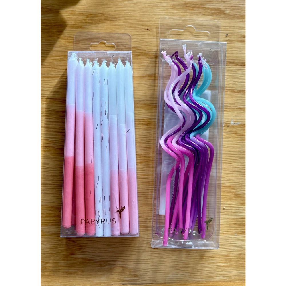Papyrus Multi-Color Glitter Birthday Candles Bougies Pink Gold Swirls 5” New